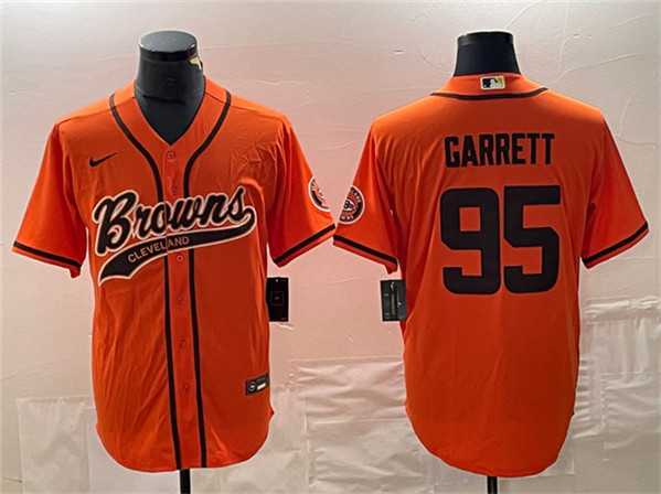 Men's Cleveland Browns #95 Myles Garrett Orange With Patch Cool Base Stitched Baseball Jersey,We sell and wholesale Men's Cleveland Browns #95 Myles Garrett Orange With Patch Cool Base Stitched Baseball Jersey on line form chian!